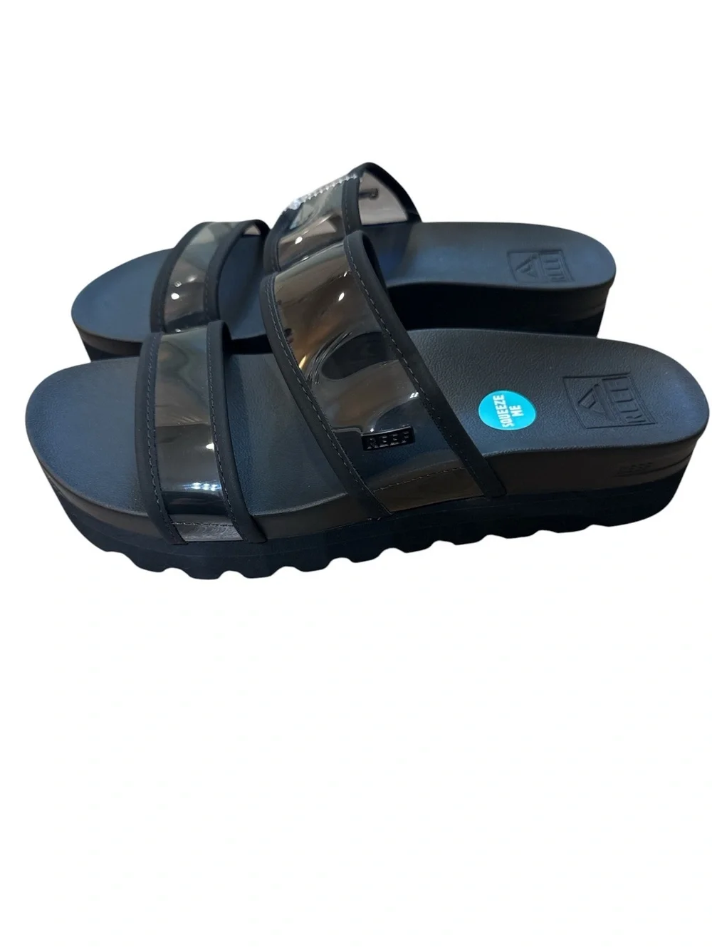 REEF Clear Black Vista Hi-Energy Platform Sandal Size 9.5 NWT